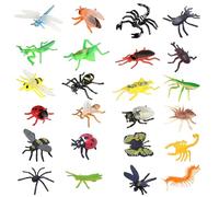 AYNKH 24 Pcs Christmas Mini Beasts for Kids,XmasRealistic Small Insect Dragonfly Models,Plastic Spiders and Bees Soft Rubber for Christmas, Halloween and Birthdays