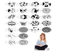 AYNKH 24 Pieces Reusable Face Paint Stencils, Multi Patterns Body Painting Temporary Tattoo Templates, Flower Unicorn Spider Web Easy Use for Kids Adult Holiday Party Halloween Makeup