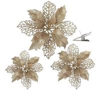 AYNKH 24PCS Glitter Velvet Christmas Flowers Set Sparkling Decor for Trees, Weddings & Parties, Faux Flowers Decorations for Christmas, Wedding, Party, Holiday
