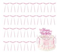 AYNKH 26Pcs Pink Bows Toppers Decorations for Cake, Personalised Bowknot Cake Toppers Cute Cake Happy Birthday Decorations for Girls Women Pink Birthday Theme Party Baby Shower Supplies