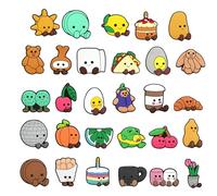 AYNKH 29Pcs Cartoon Food Shoe Charm, Lovely Animals Shoe Buckles Cute Doll Shoe Decoration PVC Soft DIY Clog Decorations for Kid Adult Party Gift