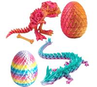 AYNKH 2PCS 3D Printed Dragon Egg,Dragons Toy,Dinosaur Eggs,Mystery Articulated Crystal Dragon Egg Fidget Toys, 3D Print Surprise Animals Toy for Kid Boy Girls Adults,Easter, Christmas Desk Decoration