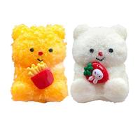AYNKH 2PCS Bear Squishy Toys, Bear Squeeze Silicone Toys, Cute Mochi Fufu Soft, Stress Relief Toy, Taba Squishy Toy Gifts Kids Adults,Valentine's Day (Brown)