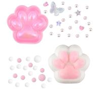AYNKH 2PCS Cat Paw Squishy Toy,New Cat Pink Squeeze Foot Toy,FuFu Squishy,Fun Ball Toys with 10 Fun Balls,Stress Reducing Focus Increasing,Taba Squishies Kit,Kids,Teens,Adults