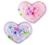 AYNKH 2PCS Heart Cream Squishy Toys, Heart Squishy Silicone Toys, Cute Mochi Fufu Soft, Mini Cream Hearts Stress Relief Toy,Taba Squishies Toy,Gifts Kids Adults Valentine's Day (Pink, Purple)