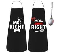 AYNKH 2PCS Mr and Mrs Couple Aprons with Love Serving Spoon, Adjustable Chef Cooking Apron for Men Women, Newlyweds Engagement Gift for Wedding, Anniversary, Valentine’s Day, Christmas, New Year