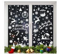 AYNKH 361 PCS Christmas Window Stickers Reusable, Christmas Window Decorations PVC Static Snowflake Window Stickers White for Xmas Window Decorations with Scraper