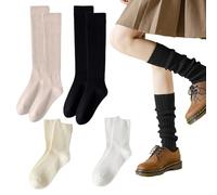 AYNKH 4 Pairs Women's Slouch Sock, Long&Short Fluffy Soft Cotton Warm Thick Knit Socks, Knee High Boot Scrunch Socks for Woman Girls, Fall Winter, One Size