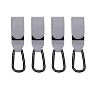AYNKH 4 Pcs Buggy Clips Adjustable Grey Pram Hooks for Bags Durable Pram Clips for Buggy Universal Buggy Clips Set for Parents for Stroller Diaper Bag, Shopping Cart, Pushchair, Backpack