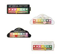 AYNKH 4 Pcs My Social Battery Pin Funny Social Mood Conversion Brooch Pin for 7 Days Cute Creative Pin Badges Allow You to Silently Indicate Your Mood for Men Women Gift