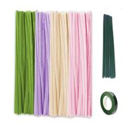 AYNKH 400Pcs Pipe Cleaners for Flowers Craft, 30cm Long Macaron Pipe Cleaner Flowers Set with Florist Tape Flower Stems, DIY Tulip Bouquet Pipecleaners for Christmas Decorations Handcrafting