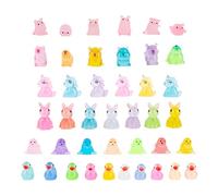 AYNKH 42Pcs Mini Resin Animals, Tiny Plastic Luminous Mix Animals Toy in the Dark, Capybara, Duck, Piglet, Unicorn, Bunny, Sea Lion, Mini Landscape for Dollhouse Aquarium Garden