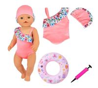 AYNKH 4Pcs Doll Swimming Clothes Set,Swimsuit, Swimming Ring, Mini Air Pump,Unicorn Motifs, Fits 35-45cm Baby Dolls, Baby Born Clothes, Summer Doll Clothes, Gifts for Kids Boys Girls