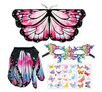 AYNKH 4PCS Kids Butterfly Costumes,Butterfly Wings,Girls Butterflys Costumes, Capes, Dresses, Masks, Tattoo Stickers, Kids Role Play, Fairy,Parties, Halloween