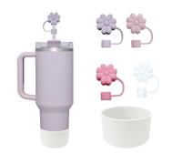 AYNKH 5 Pcs Cup Accessories Straw Cover Set for Stanley Cup Reusable Silicone Straw Toppers 1 Pc Bottom Cover and 4 Pcs Straw Cover Travel Cup Accessories Dust-Proof Straw Plugs for 9-10 mm