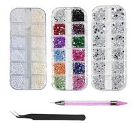 AYNKH 5200PCS Nail Art Rhinestones, Crystal AB Nail Bedazzling Kit with Nail Pearls, Diamante Nail Charms with Pick Up Tweezers, Dotting Pen, Flat Back Nail Gems for Nail Art, Crafts, Clothes, Face