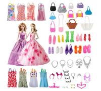 AYNKH 54 PCS 11.5 Inch/30CM Fashion Clothes Accessories Set for Barbie,Evening Gowns,Mini Dresses,Party Dresses ,Handbags,Shoes,Jewellery Accessories,Random Doll Styles