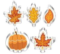AYNKH 5PCS Autumn Leaves Cookie Cutter Set - Maple Leaf, Oak Leaf Shapes Cookie, Fondant, Biscuit Cutters for Fall, Autumn, Thanksgiving, Christmas Party Decorations
