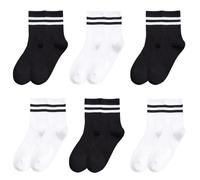 AYNKH 6 Pairs of Sports Socks for Boys Older than Twelve Years, Tennis Socks, Cotton Crew Socks, For Outdoor Sports such as Football, Tennis, Running