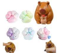 AYNKH 6 PCS Mini Cat's Paw Squishy, Capybara Squishy, Taba Squishy Toys, Fufu Squishy Toys, Stress Relief, Kids, Adults, Christmas, Children's Day, Birthday Gifts