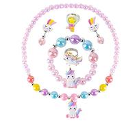 AYNKH 6 PCS Unicorn Dress Up, Party Decorations Halloween Costume Accessories Birthday Gift, Kids Jewelry Sets Include Necklace Bracelet Rings Earrings