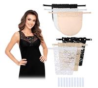 AYNKH 6 Pieces Lady Lace Anti Peep Clip-on Mock Camisole Bra Insert with Invisible Body Tapes, Adjustable Modesty Panel Vest Soft Privacy Coverage Tank Tops for V-Neck