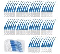 AYNKH 60 Pieces of Interdental Brushes, Silicone Interdental Brushes with Non-Slip Handles, Curved Shaped Sticks for Cleaning Between Teeth, Blue