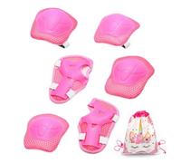 AYNKH 6PCS Kids Knee Pads Wrist Guards Elbow Protective Set with Unicorn Drawstring Bag, 3-12 Years Old Girls Kids Adjustable Comfortable Gear for Roller Skates Scooter Skating Riding Cycling
