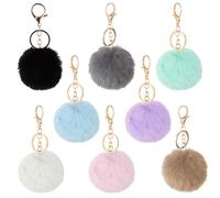 AYNKH 8 Pcs Pom Pom Keyrings, Fluffy Keyring Keychain, Fluffy Pom Pom Balls Soft Plush Key Ring, Bag Accessories, Faux Fur Balls Pendant Keychain Decoration for Woman Girls Gifts