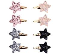 AYNKH 8 Pcs Star Hair Clips, Sparkling Y2K Hair Accessories, Cute and Classy Metal Press Button Hair Clips, Simple Accessories for Baby Girls Women, Suitable for Party, Prom, Daily, Sports
