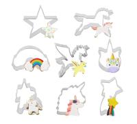 AYNKH 8 Pcs Unicorn Cookie Cutter Set, Children's Cookie Cutter, Stainless Steel Cookie Cutter, Unicorn, Rainbow, Meteor, Pony, for Cutting Cookies, Biscuits, Sandwiches, Cheese, Pancakes, etc