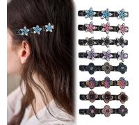 AYNKH 8Pcs Shiny Rhinestone Braided Hair Clips for Women Girls, Fascinator Sparkling Crystal Stone Braided Hair Clips, Double Layer Easily Hair Clips, New Plums Pentagrams Hair Clips