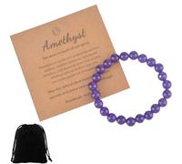 AYNKH Anxiety Bracelet for Girls Women, 8MM Amethyst Healing Crystal Bracelet, Purify Ability Stabilize Emotion Eliminate Anxiety, Beaded Jewelry Gifts