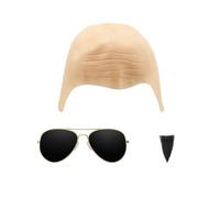 AYNKH Bald Man Costume for Adults, Latex Bald Cap Thick Skin Head Skull Wig with Black Sunglasses Soul Patch, Music Icon Famous Celebrity Fancy Dress for Halloween Carnival Christmas Festival