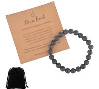 AYNKH Beaded Bracelets with Storage Bag, 8MM Lave Rock Stone Bracelet for Men Women, Anxiety Bracelet Jewelry Gifts, Dispersing Negative Energy