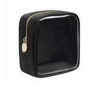 AYNKH Clear Black Makeup Bag - Mini For Handbag or Purse - Zip Eco Vegan Leather for Women, Girls