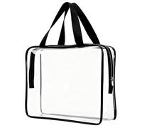 AYNKH Clear Tote Bag, Transparent Large Waterproof Toiletry Bag, Thick PVC Zippered Cosmetic Bag, Travel Accessory Beach Storage Organizer Handbag