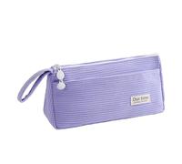 AYNKH Corduroy Pencil Pouch, Cute Stationery Pouch, Large Capacity Cosmetic Bag, Portable Pencil Case, Student Stationery, Durable and Easy to Clean, for Girls, Boys, College Students（Purple）