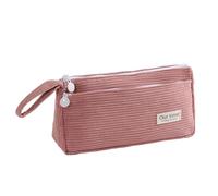 AYNKH Corduroy Pencil Pouch, Cute Stationery Pouch, Large Capacity Cosmetic Bag, Portable Pencil Case, Student Stationery, Durable and Easy to Clean, for Girls, Boys, College Students（Pink）