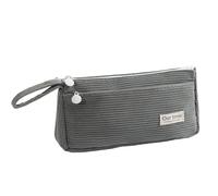 AYNKH Corduroy Pencil Pouch, Cute Stationery Pouch, Large Capacity Cosmetic Bag, Portable Pencil Case, Student Stationery, Durable and Easy to Clean, for Girls, Boys, College Students（Grey）