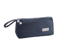 AYNKH Corduroy Pencil Pouch, Cute Stationery Pouch, Large Capacity Cosmetic Bag, Portable Pencil Case, Student Stationery, Durable and Easy to Clean, for Girls, Boys, College Students (Blue Dark)