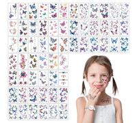 AYNKH Glitter Temporary Tattoo Stickers for Girls, 60 Pieces Mixed Pack Butterfly Kids Tattoo Stickers, Waterproof Fake Tattoos for Birthday Party Favours and Supplies