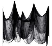 AYNKH Halloween Black Creepy Cloth, 85 x 236 in Scary Gauze Spooky Cloth Tapestry Dark Party Decorations for Halloween Outdoor Haunted House