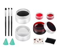 AYNKH Halloween Makeup Face Body Paint Set, Red Black White Skeleton Vampire Clown Makeup with Sponges Paint Brush Art Paints for Adults Kids Halloween Cosplay Party