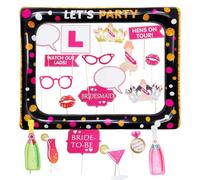 AYNKH Hen Party Decoration-21 Pcs Photo Booth Props, Hot Pink & Black, Perfect for Hen Party Nights, Weddings & More