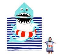 AYNKH Hooded Poncho Bath Towel for Toddler Kids Boys Girls, Cartoon Shark Dress Up Changing Robe Wrap Bathrobe, Ultra Soft and Absorbent for Beach Swimming Shower