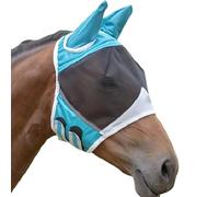 AYNKH Horse Insect Guard Mask with Ear Covers & Nasal Fringe, Air-permeable Summer UV Shield Fly Cover for Equines, Full Scale Flexible Equestrian Facial Guard for Pony Cob Shetland Draft Horse