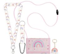 AYNKH Kids Trifold Coin Purse with Lanyard, Adjustable Rainbow Wallet for Girls, Cute Small Wallet for School, Enrolment or Birthday Gift