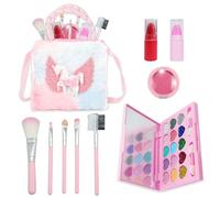 AYNKH Makeup Sets for Girls, Unicorn Handbag Children's Washable Makeup Starter Kit with Brushes, Princess Pretend Play Games Toys for Ages 3-12 Girls Birthday Christmas Halloween Party Gift