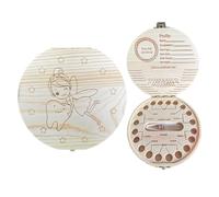 AYNKH Milk Tooth Box, Tooth Keepsake Wooden Baby Storage Memory Fairy Box Kit for Girls Boys (Fairy)